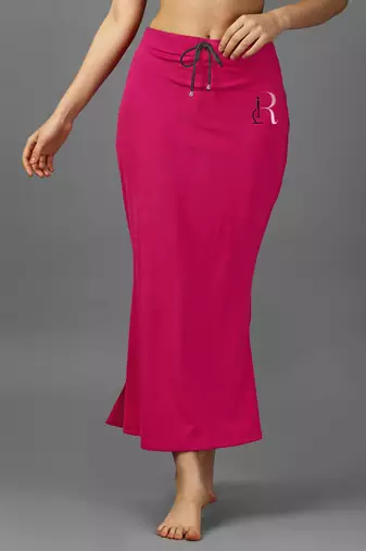 pink lycra blend saree shapewear with mermaid fit