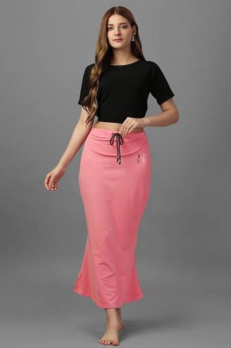 Women 4 way lycra stretchable mermaid fit saree shapewear petticoat with drawstring