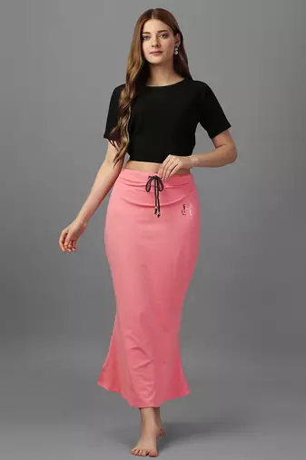 peach lycra blend saree shapewear with mermaid fit