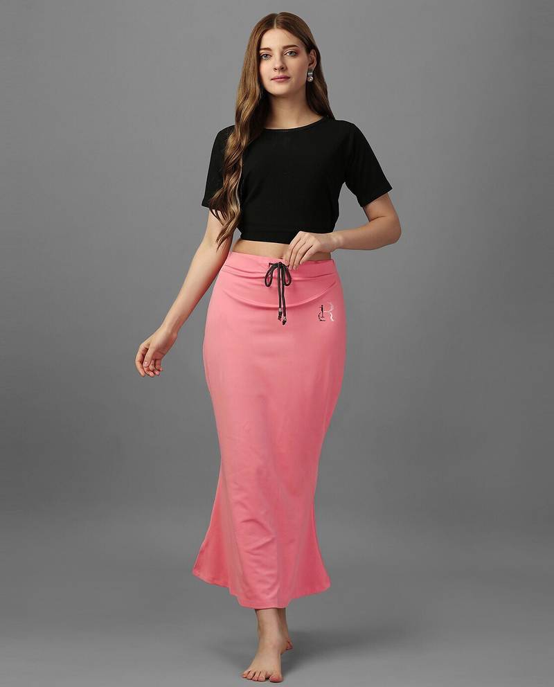 Women 4 way lycra stretchable mermaid fit saree shapewear petticoat with drawstring