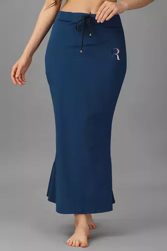 blue lycra blend saree shapewear with mermaid fit