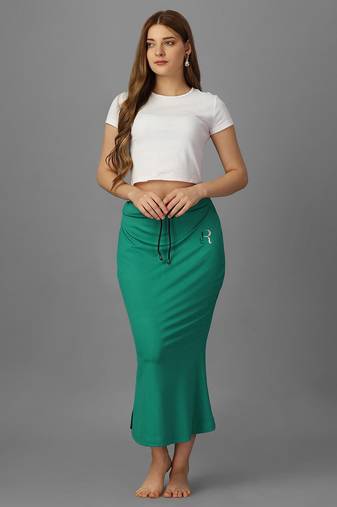 Women 4 way lycra stretchable mermaid fit saree shapewear petticoat with drawstring
