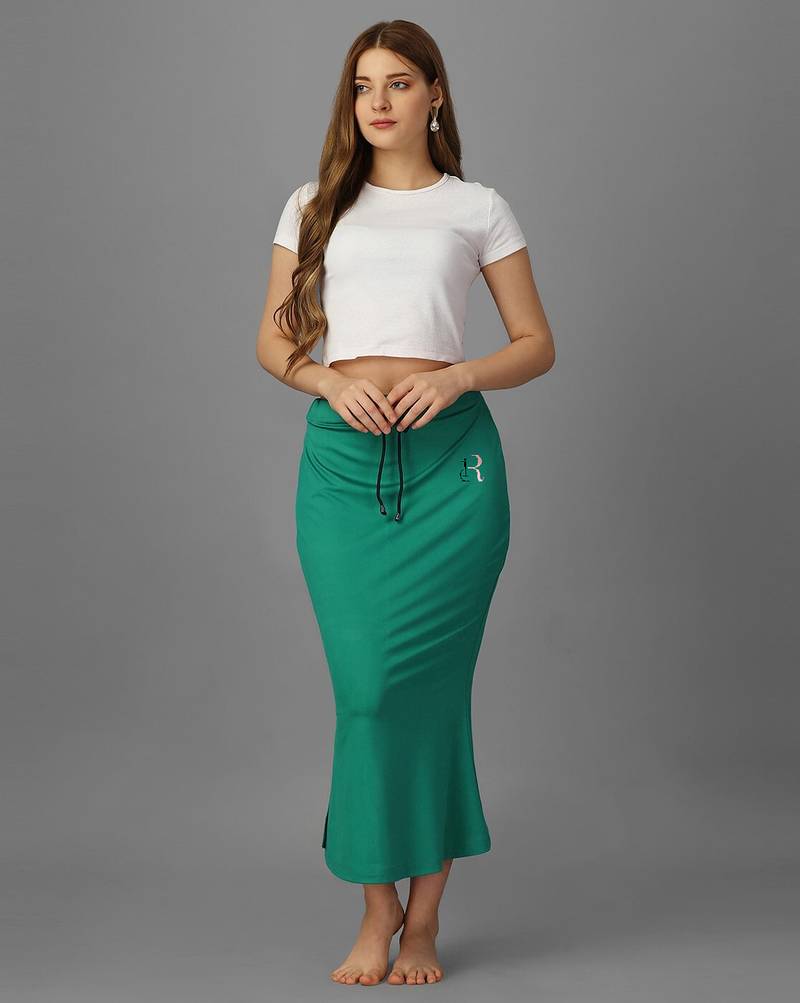Women 4 way lycra stretchable mermaid fit saree shapewear petticoat with drawstring
