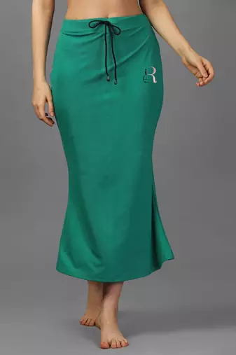 green lycra blend saree shapewear with mermaid fit