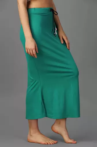 green lycra blend saree shapewear with mermaid fit