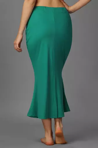 green lycra blend saree shapewear with mermaid fit