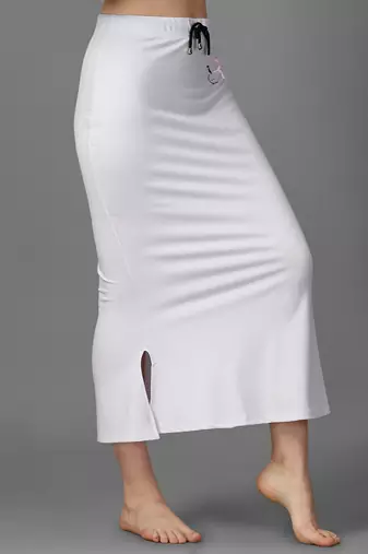 white blended saree shapewear with drawstring closure
