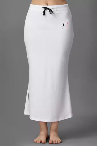white blended saree shapewear with drawstring closure