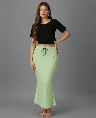 green lycra blend saree petticoat with stretch finish 1