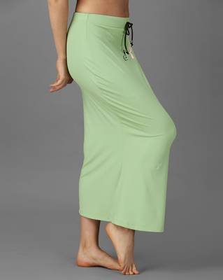 green lycra blend saree petticoat with stretch finish 3