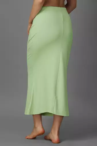 green lycra blend saree petticoat with stretch finish