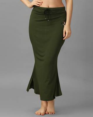 olive lycra blend saree petticoat with mermaid silhouette 2