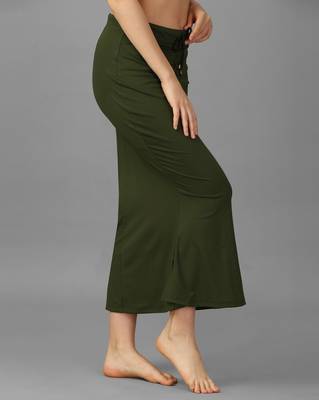 olive lycra blend saree petticoat with mermaid silhouette 3