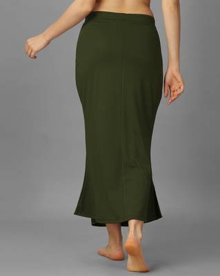 olive lycra blend saree petticoat with mermaid silhouette 4