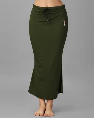 olive lycra blend saree petticoat with mermaid silhouette 5