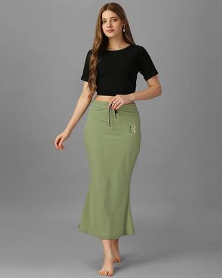 green lycra saree shapewear skirt with mermaid cut 1