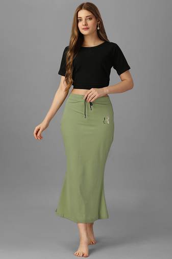 green lycra saree shapewear skirt with mermaid cut