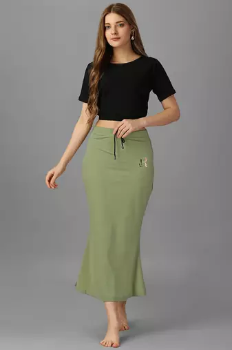 green lycra saree shapewear skirt with mermaid cut