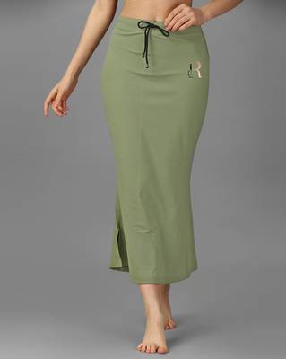 green lycra saree shapewear skirt with mermaid cut 2