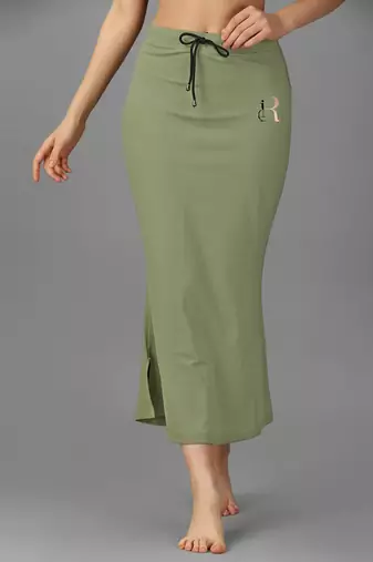 green lycra saree shapewear skirt with mermaid cut
