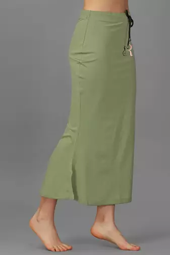 green lycra saree shapewear skirt with mermaid cut