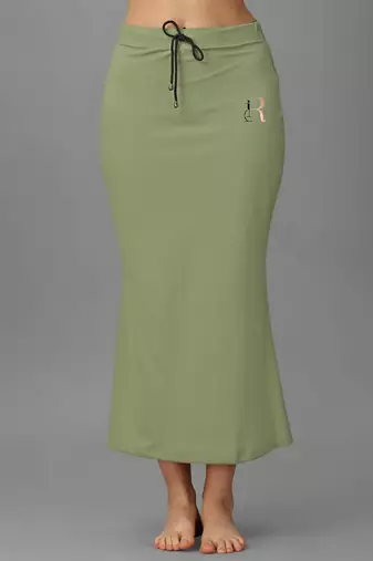 green lycra saree shapewear skirt with mermaid cut