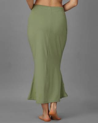 green lycra saree shapewear skirt with mermaid cut 5