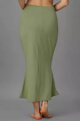 green lycra saree shapewear skirt with mermaid cut