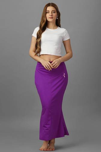 purple lycra saree shapewear skirt with mermaid cut