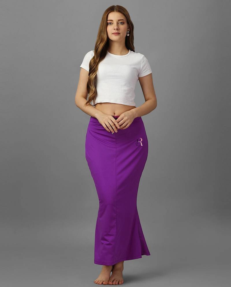 Women 4 way lycra stretchable mermaid fit saree shapewear petticoat with drawstring