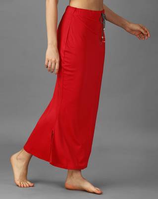 red lycra blend saree petticoat with fish cut style 3