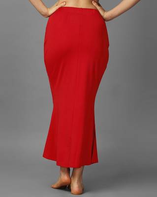 red lycra blend saree petticoat with fish cut style 5