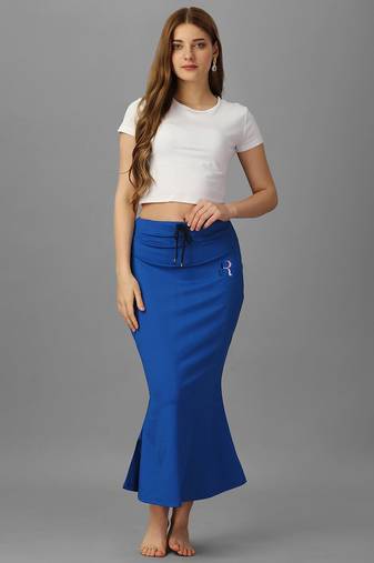 Women 4 way lycra stretchable mermaid fit saree shapewear petticoat with drawstring