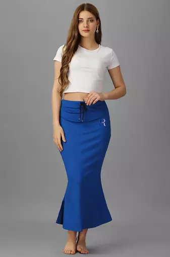 blue lycra saree shapewear skirt with fish cut style