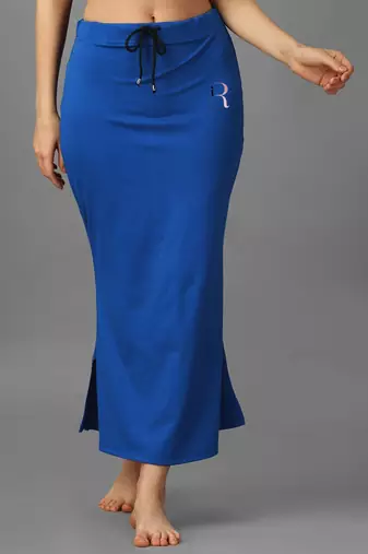 blue lycra saree shapewear skirt with fish cut style