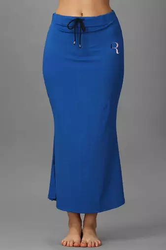 blue lycra saree shapewear skirt with fish cut style