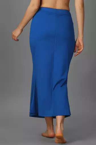 blue lycra saree shapewear skirt with fish cut style