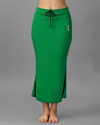 green lycra blend saree petticoat with mermaid cut 4