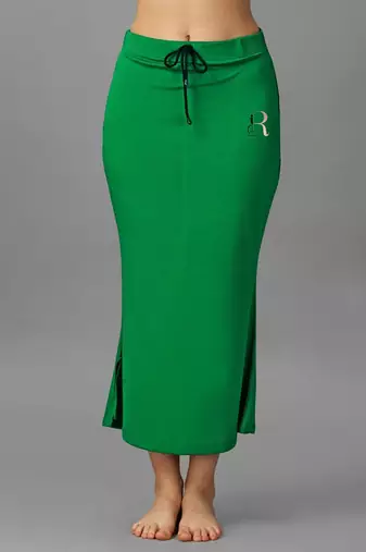 green lycra blend saree petticoat with mermaid cut