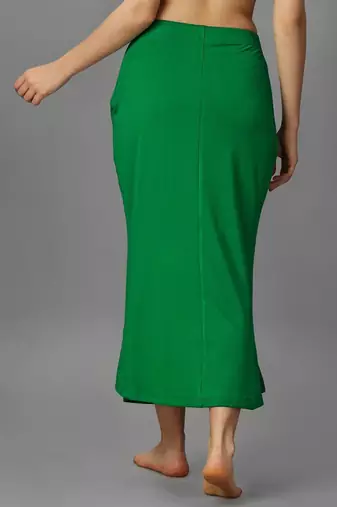 green lycra blend saree petticoat with mermaid cut