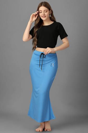 Women 4 way lycra stretchable mermaid fit saree shapewear petticoat with drawstring