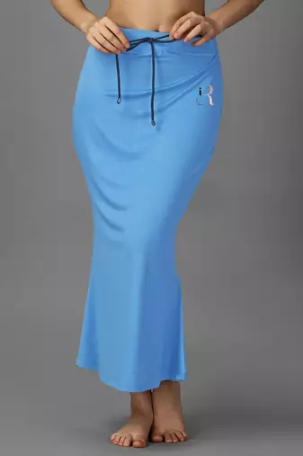 blue lycra saree shapewear with petticoat mermaid fit