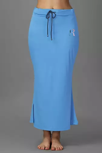 blue lycra saree shapewear with petticoat mermaid fit