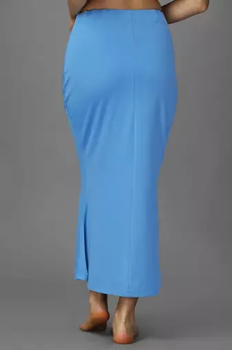 blue lycra saree shapewear with petticoat mermaid fit