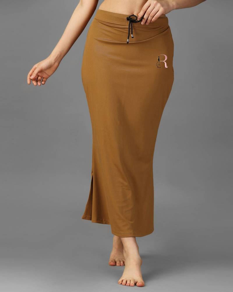 Women 4 way lycra stretchable mermaid fit saree shapewear petticoat with drawstring