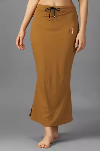 brown lycra mermaid fit saree shapewear with drawstring