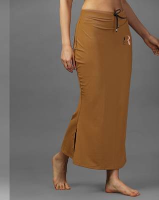 brown lycra mermaid fit saree shapewear with drawstring 3