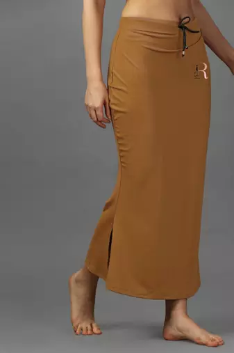 brown lycra mermaid fit saree shapewear with drawstring