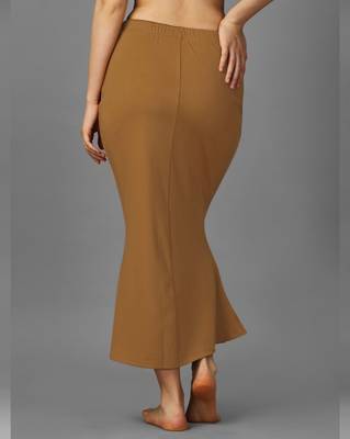 brown lycra mermaid fit saree shapewear with drawstring 4