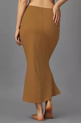 brown lycra mermaid fit saree shapewear with drawstring